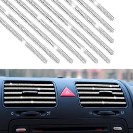 10PCS Bling Car Air Conditioner Decoration Strip for Vent Outlet, Rhinestone Car Air Vent Outlet Moulding Trim Strip, Bling Diamond Car Accessories Interior for Women and Girls