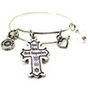 ChubbyChicoCharms God Bless First Responders Expandable Wire Bangle, 2.5"