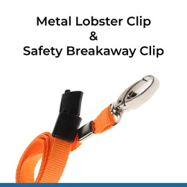 PCL Media ltd Orange Lanyard with ID Badge Holder Matching Colour - Metal Clip Lanyard with Breakaway Safety Clip & Orange ID Card Holders All ECO Friendly