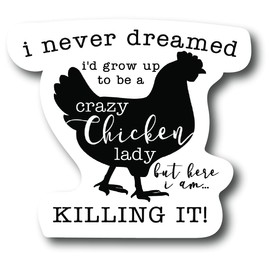 Crazy Chicken Lady Funny 4. in Refrigerator Magnets – Funny Magnets for Fridge Dishwasher , Whiteboard, Toolbox or Car and Truck |PM590|, Multi-color, (590m)