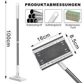 DAILIENFUS Mop with pressure clamping system: no hand washing, 1 button change, automatic clamping cloth, floor mop with 10 reusable microfibre cloths for easy cleaning