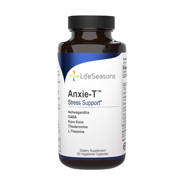LifeSeasons - Anxie-T - Herbal Stress Relief Supplement to Relax and Calm Mind - Contains Ashwagandha, Kava Kava, GABA, L-Theanine - 60 Capsules