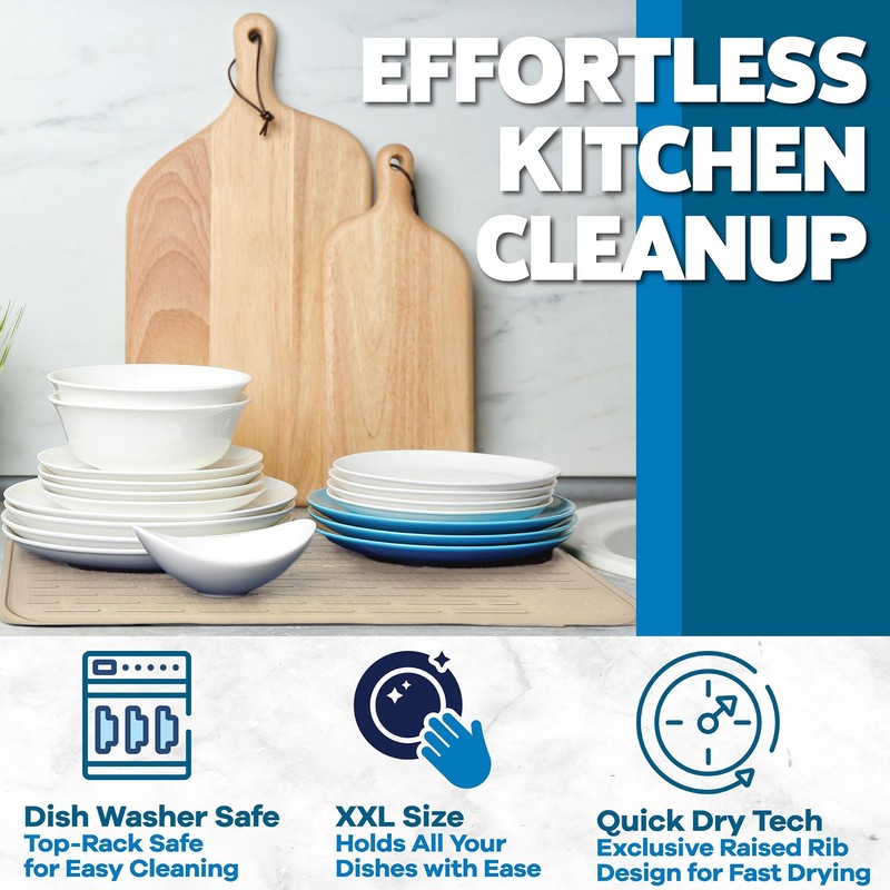 XXL Silicone Dish Drying Mat for Kitchen Counter or Under