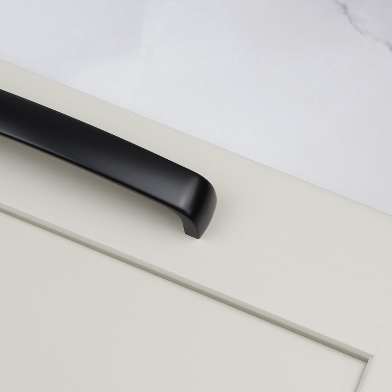 Matt Black Kitchen Cupboard D Bar Handle 160mm Fixing Curved
