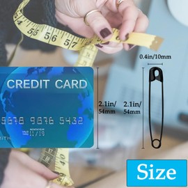 Urmspst Safety Pins, 100PCS-2.1Inch Small Safety Pins, Rust-Resistant Nickel Plated Steel, Sharp Edge Safety Pin for Clothes, Sewing, Arts & Craft, Small Decorative Safety Pins (Black)