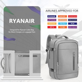 OTAHGK Cabin Bags 40×20×25 for Ryanair Underseat Carry-ons Travel Backpack Hand Luggage Bag Cabin Size 20L Flight Rucksack Casual Daypack School Office Work Backpack Fit 14 Inch Laptop-Grey