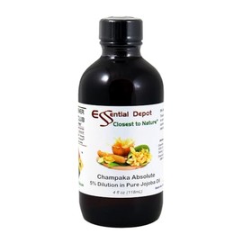 Champaka Absolute Essential Oil 5% Dilution in Jojoba - 4 fl oz - Essential Oil Protective Amber Glass Bottle with a Safety Sealed phenolic Screw Cap