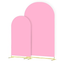 2-Piece Arch Cover for Wedding, Arch Spandex Fitted Covers 6FT 7.2FT Round Top Chiara Wedding Backdrop Covers Compatible for Birthday, Indoor Outdoor Party (Pink)