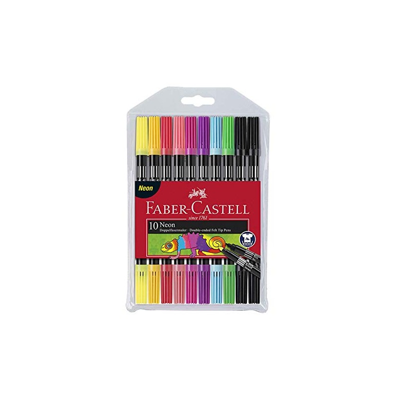 Faber-Castell 151110 Double Fibre Pens, Standard + Neon