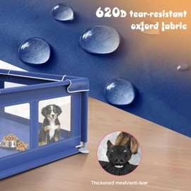 Dog Playpen 42 × 42 Inch, Puppy PlayPen with Gate for Puppies, Small and Medium Dogs, Pet PlayPen for Outdoors & Indoors, Tear Resistant Fabric. Blue