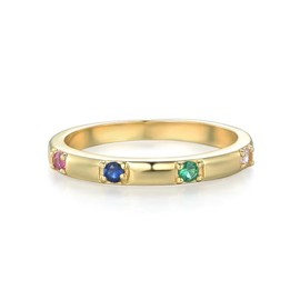 Ladies 9 Carat Gold on Sterling 925 Solid Silver Multi Gem Eternity Ring K L M N O P Q R S T U (M)