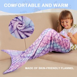 Cyiecw Classy Mermaid Blanket Girls Children 105 x 50 cm, Mermaid Fin Children Girls Mermaid Fin Mermaid Gifts Girls, multicoloured