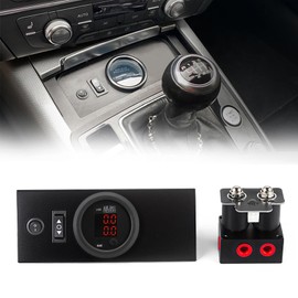 12V Solenoid 2-Valve Air Ride Suspension manifold valve with Simplify Control Panel Ship Type Switch, equipped with dual display air pressure gauge red