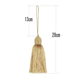 Fenghuangwu 2pcs Tassel Charms Polyester Key Tassels with Loop,DIY Handmade Craft Accessories of Home and Furniture Decoration (Gold)