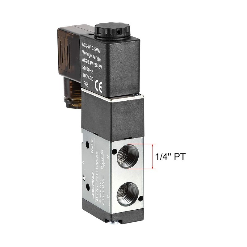 sourcing map AC 24V 3 Way 2 Position 1/4" PT,Pneumatic