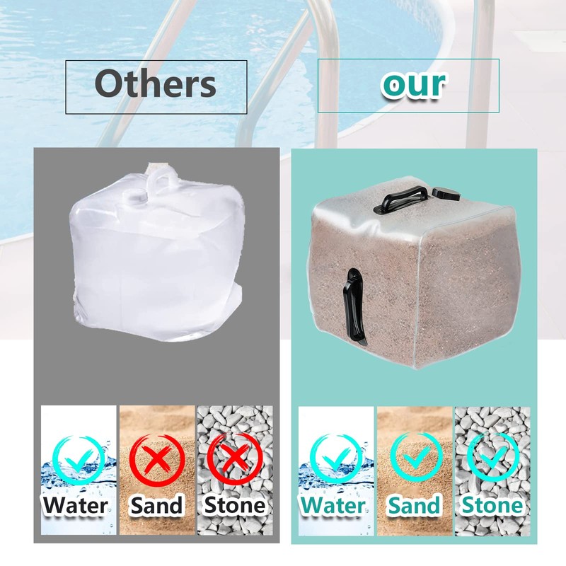 2 Pack Heavy Duty Pool Weight Plastic Sand Bags,Universal Pool