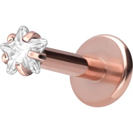 PIERCINGLINE Titanium Labret with Internal Thread + Titanium Attachment Crystal Star Piercing Lip Nose Ear Helix Tragus Medusa Choice of Colours and Sizes, Titanium