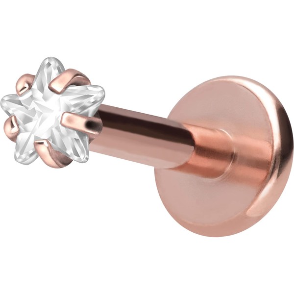 PIERCINGLINE Titanium Labret with Internal Thread + Titanium Attachment Crystal