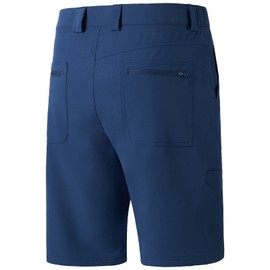 BASSDASH 10.5” Mens Fishing Cargo Shorts Quick Dry UPF 50+ Water Resistant FP01M, Dark Blue, Small