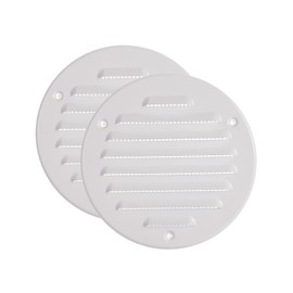 Vent Systems - 4" Inch (Opening Dimensions) Pack of 2 White Metal Round Soffit Air Vent Grille Cover - Built-in Insect Screen - HVAC for Home Improvement 5" Inch (Outer Dimensions)