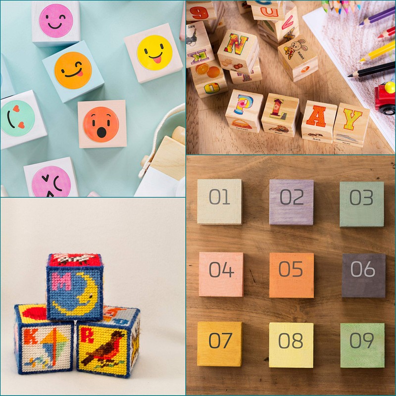 Kurtzy Small Wooden Cubes (60 Pack) - 2 x 2