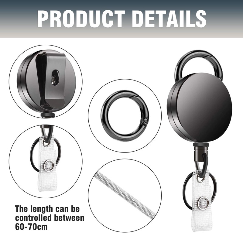 1 x Extendable Key Fob, 60-70 cm, Retractable Key Fob