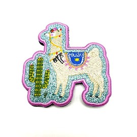Police Lama Textile Patch – Police – Pink – Cactus – Velcro Patch – Fun Patch