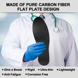 Carbon Fiber Insole for Turf Toe, Hallux Rigidus, Limitus, Foot Fractures, Arthritis, Rigid Graphite Shoe Insert for Sports, Hiking, Trekking, Alternative to Post Op Shoe - 1 Piece 285mm