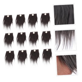 LALAFINA 12 Sets Faux Fur Gnome Beard for DIY Crafts Pre Cut Fluffy Dwarf Beard with Wood Beads for Handmade Gnome Projects Deep Grey Color for Home Decor and Creative Art