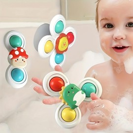 Cartoon Dinosaur Mushroom Design Bath Toy, 3 Counts/set Cute Rotating Bath Toy, Floating Bath Toy, Fun Bathing Toy for Shower Bathtub