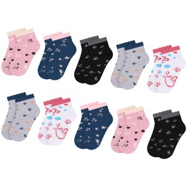 L&K-II 2825 Children's Socks with Cute Heart Patterns 10/12 Pairs, 10 pairs-2859