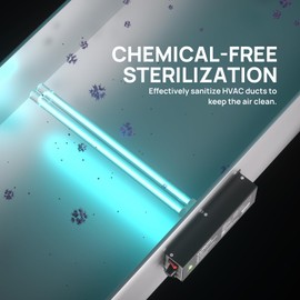 TURBRO AC 120V 36W HVAC UV Light Kit Air Purifier, Comes with a 4-Pin 2G11 Base Lamp, Installation Template, and Ballast, for Cleaning Air and Ducted AC Systems, 15.2 in Long Lamp, UV36P