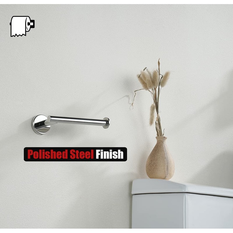 JQK Bathroom Hardware Set Polished Steel, 5-Piece Bath Accessories Set
