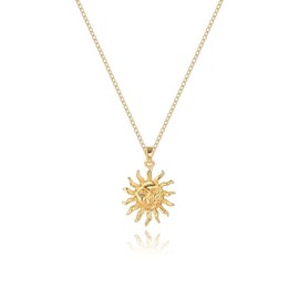 GZJOGO Sun Pendant Necklace for Women, 14K Gold Plated Dainty Sun Necklace Cute Minimalist Diamond Necklace Jewelry Gifts for Women
