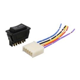 ACROPIX 2-in-1 DC 12V 5 Pin Universal Power Window Switch with Wiring Harness Socket Black 1 Pack