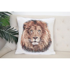 textile idea Cushion Cover 45 x 45 cm Tapestry, Decorative Cushion with Motif, Cushion Cover, Decorative Cushion, Sofa Cushion – Lion Pack of 1