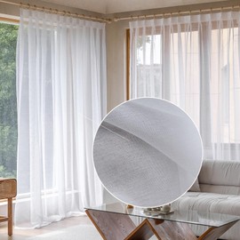 TOAVA DECO White Pinch Pleated Track Curtains 52x120 Inches Long for Living Room Bedroom Extra Long Faux Linen Semi Sheer Light Filtering with Hooks Traverse Rods 1 Panel