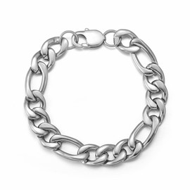 HSWYFCJY Bracelets for Men Womens Silver Figaro Bracelets Width 11mm Stainless Steel Links Chain Bracelet Length 19cm Jewellery Gifts for Birthday Christmas