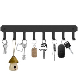 Dntorx Key Holder for Wall, Key Hooks with 8 Hooks Wall Mounted Black Key Hanger Self Adhesive Key Racks Organizer for Hallway Doorway Entryway Bathroom Kitchen Living Room