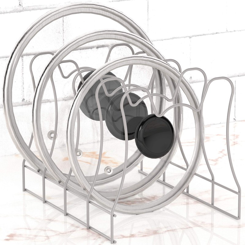 Simple Houseware Kitchen Pot Lid Rack Holder Organizer, Silver