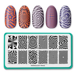 Maniology Optic Twisters Nail Stamping Plate, Optical Illusions Nail Art Designs, Twriling Swivel Whirling Manicures