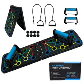 Laaorr Push Up Board with Resistance Bands Multi-function Foldable Press Up Board Portable Muscle Workout Push Up Board for Men Women Home Gym Fitness Equipment Set