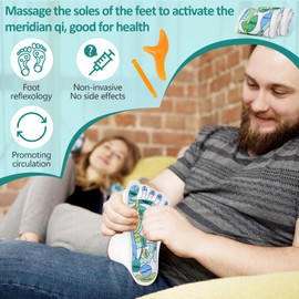 2 Pairs Acupressure Reflexology Socks Set, Acupressure Socks with Massage Tool, Relieve Tired Physiotherapy Socks with Pressure Points, Acupoint Socks Set for Women Men