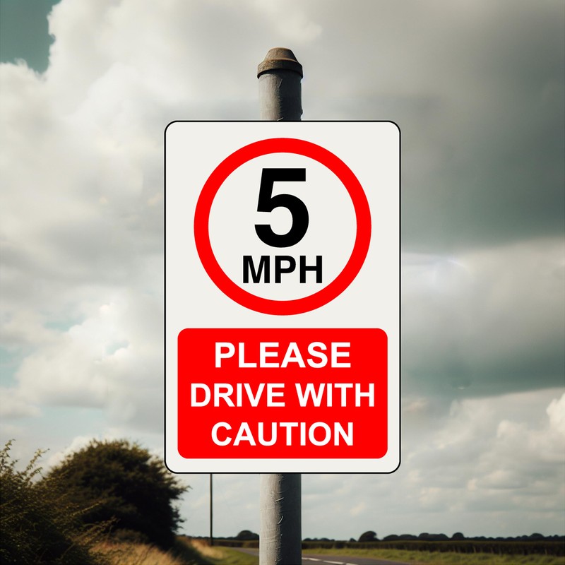 5mph Please drive with caution- 3mm Aluminum Dibond high-visibility and
