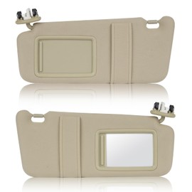 Left & Right Sun Visor with Light for Toyota Camry 2007-2011 with Sunroof, Driver & Passenger Side Beige Sunvisor Replace 74320-06800-B0 74310-06800-B0