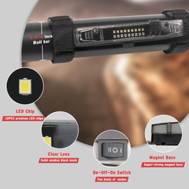 JIEPENG UTV Dome Light Battery Powered LED Light Bar Universal Roll Bar Mount LED Light for UTV ATV Polaris RZR Can-Am Ranger Pioneer Talon Yamaha Kawasaki Off Road - White/Green