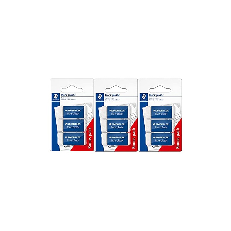Staedtler Mars 526 53 ABK3D Eraser, Plastic, Mini, Phthalate- and