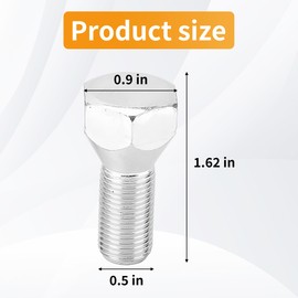5 Pack 11062A Trailer Lug Bolts 1/2"-20 x 1-5/8", Solid Steel with Zinc-Plated Finish, Fits 5-Lug Hubs Screws, Compatible with Boat & Utility Trailers Wheel Bolts