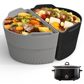 Silicone Slow Cooker Liners Compatible With Crock Pot 6-8 QT,Slow Cooker Divider Allows Cooking Two Different Meals At Once Time, Reusable Silicone Divider Insert, Dishwasher Safe, BPA Free.