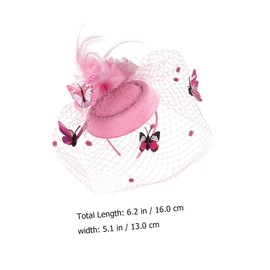 Healeved 1pc Mini Butterfly Fascinator Hair Clasp Headband for Women Elegant Net Yarn Headdress for Weddings Parties Stylish Hair Ornament Accessory for Stage Performances Pink